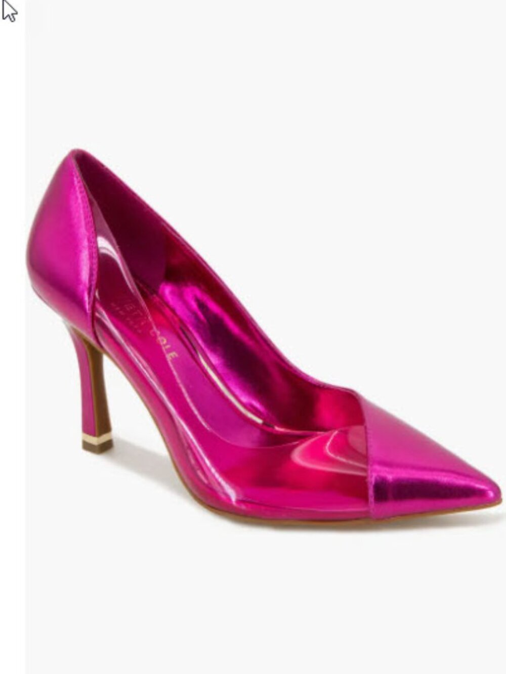 EUC Kenneth Cole New York Rosa Clear Side Metallic Hot Pink Stiletto Pump Size 7